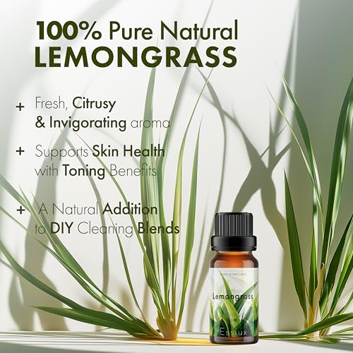 Image of Esslux Lemongrass Essential Oil - Outdoor Protection and Relaxes Muscle Aches - for Worry-Free Fun - 100 Pure Therapeutic Grade for Aromatherapy and Topical Use - 90 ML