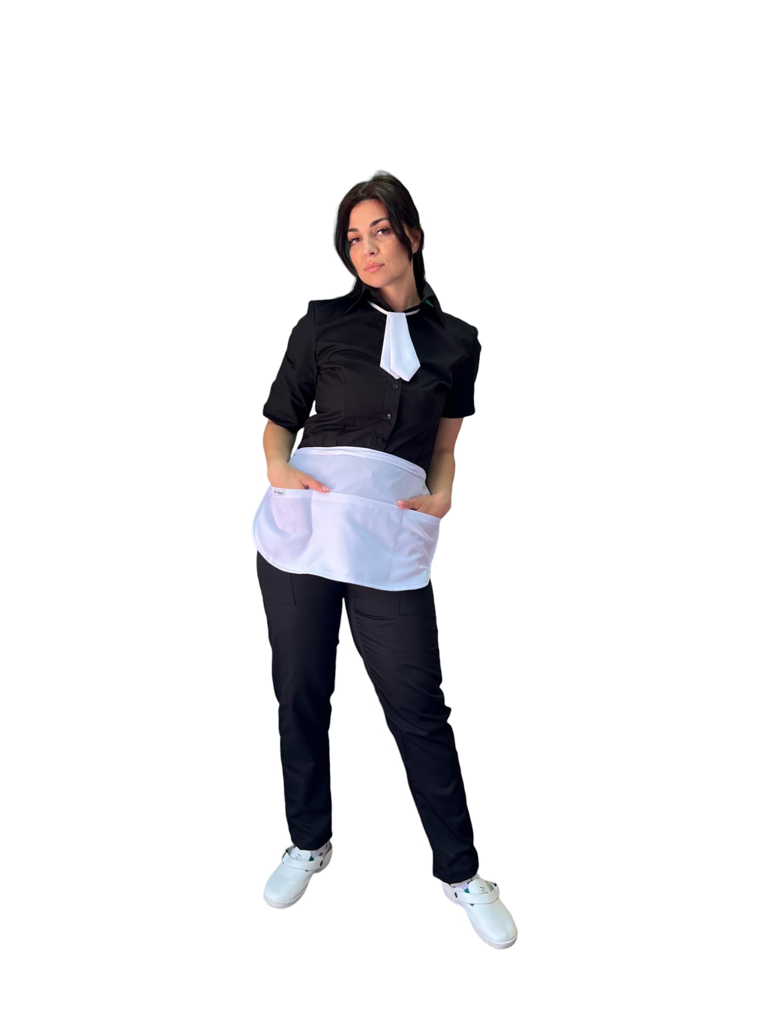 Tablier court de cuisine, 10 pièces, blanc, pour bar, restauration, barman, hôtel, vaisselle, uniforme de travail pour homme et femme, Blanc, Taille Unique