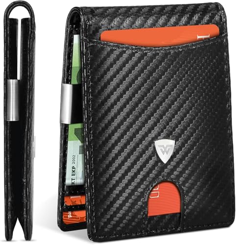 PORTAFOGLIO UOMO IN FIBRA DI CARBONIO - Materiale elegante e resistente - Il nostro portafoglio uomo è realizzato in pelle di fibra di carbonio di alta qualità, rendendolo elegante e resistente. Costruito per durare, resiste all'usura quotidiana e rimane in ottime condizioni nel tempo. Inoltre, il design in fibra di carbonio nera è un'aggiunta senza tempo ai tuoi elementi essenziali quotidiani.