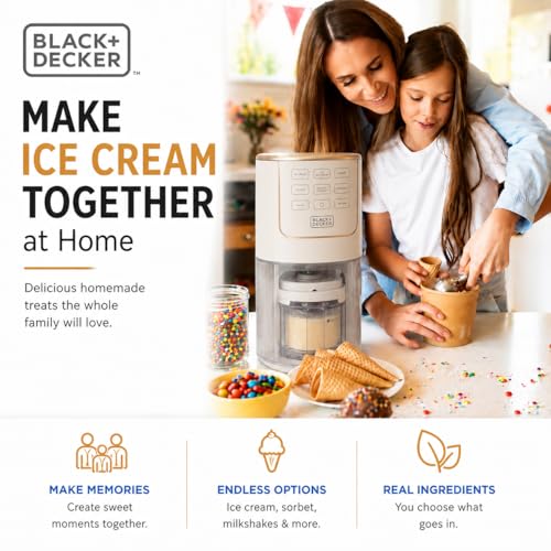 Image of BLACK+DECKER Ice Cream Maker for Families & Kids - Make Protein, Keto & Dairy-Free Ice Cream, Gelato & Milkshakes at Home - Easy Creamy Pint Machine with Mix-Ins