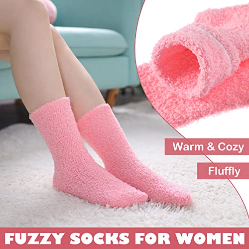 Linemin Womens Fuzzy Socks Cozy Fluffy Winter Warm Slipper Socks Microfiber Soft Home Sleeping Socks (5 Pack Soild Color B) #TOP3