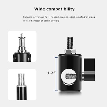 Stainless Steel 1/4 Light Stand Adapter, Studio & Livestream Tripod to Camera Ball Head Converter, 5/8 (16mm) Mounting Hole Durable & Universal