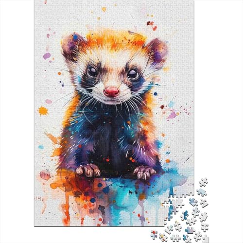 Puzzle de 1000 piezas de hurón acuarela en papel de alta calidad para decoración