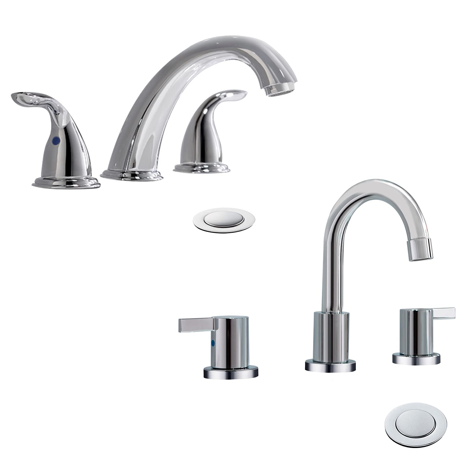 Sxithgkdw 2 Handle 8 Inch Widespread Bathroom Sink Faucet With Metal Pop-Up Drain By, Chrome