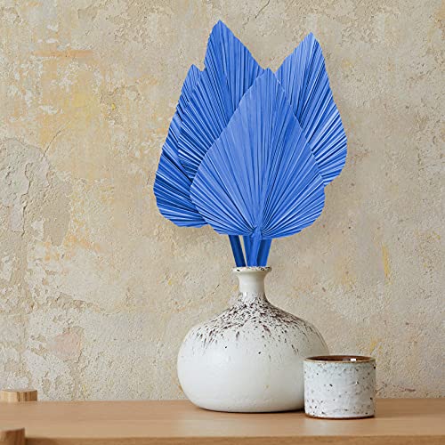 Lanadat Dried Palm Leaves Dried Palm Fans Bohemian Dried Palm Spears Artificial Plants Palm Leaves Tropical Palm Leaves Decoration for Wedding Home Office (Blue,3 Pieces)