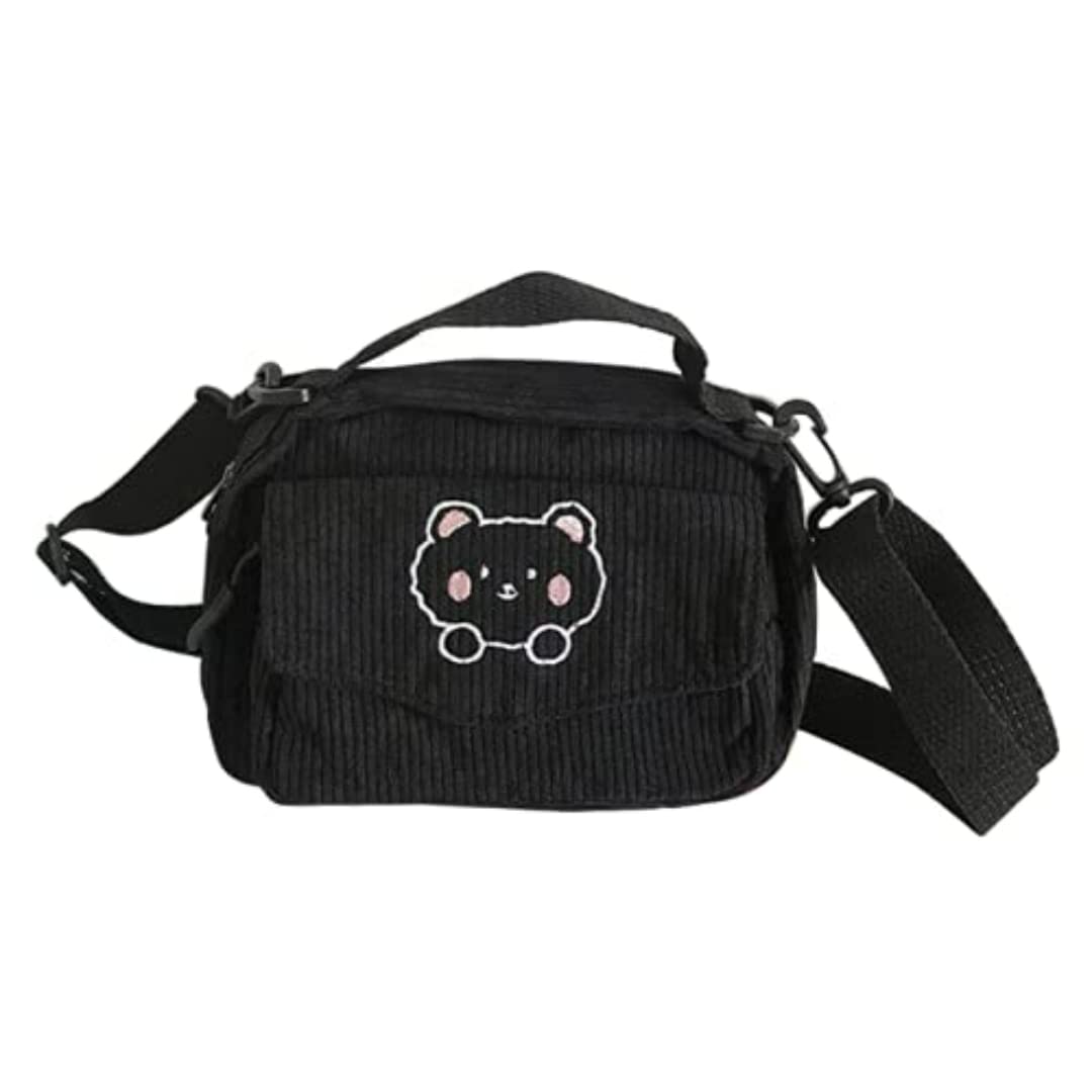 GGOOB Kawaii Purse Crossbody Bag Kawaii Wallet Kawaii Crossbody Bag Kawaii Corduroy Purse, Black, One Size