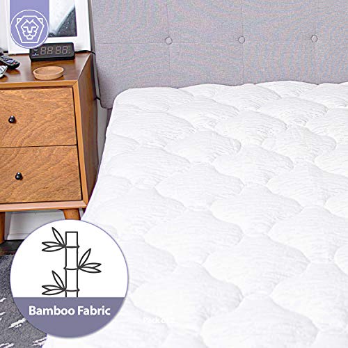 Cooling Bamboo Mattress Pad Cover - Extra Thick Quilted Mattress Topper Pillow Top