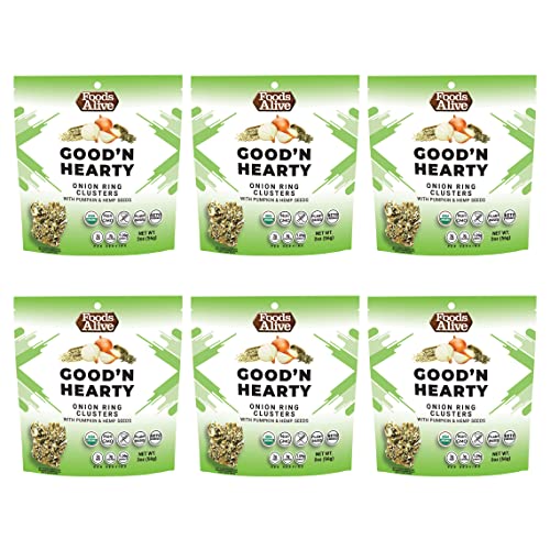 Foods Alive Onion Ring Clusters- Good'n Hearties Are Organic, Gluten Free, Keto Snacks Made With Organic Pumpkin Seeds, Sunflower Seeds, Hemp Hearts And Other Whole Foods! (Good'n Hearty, 2 Ounce (Pack Of 6)) #TOP2