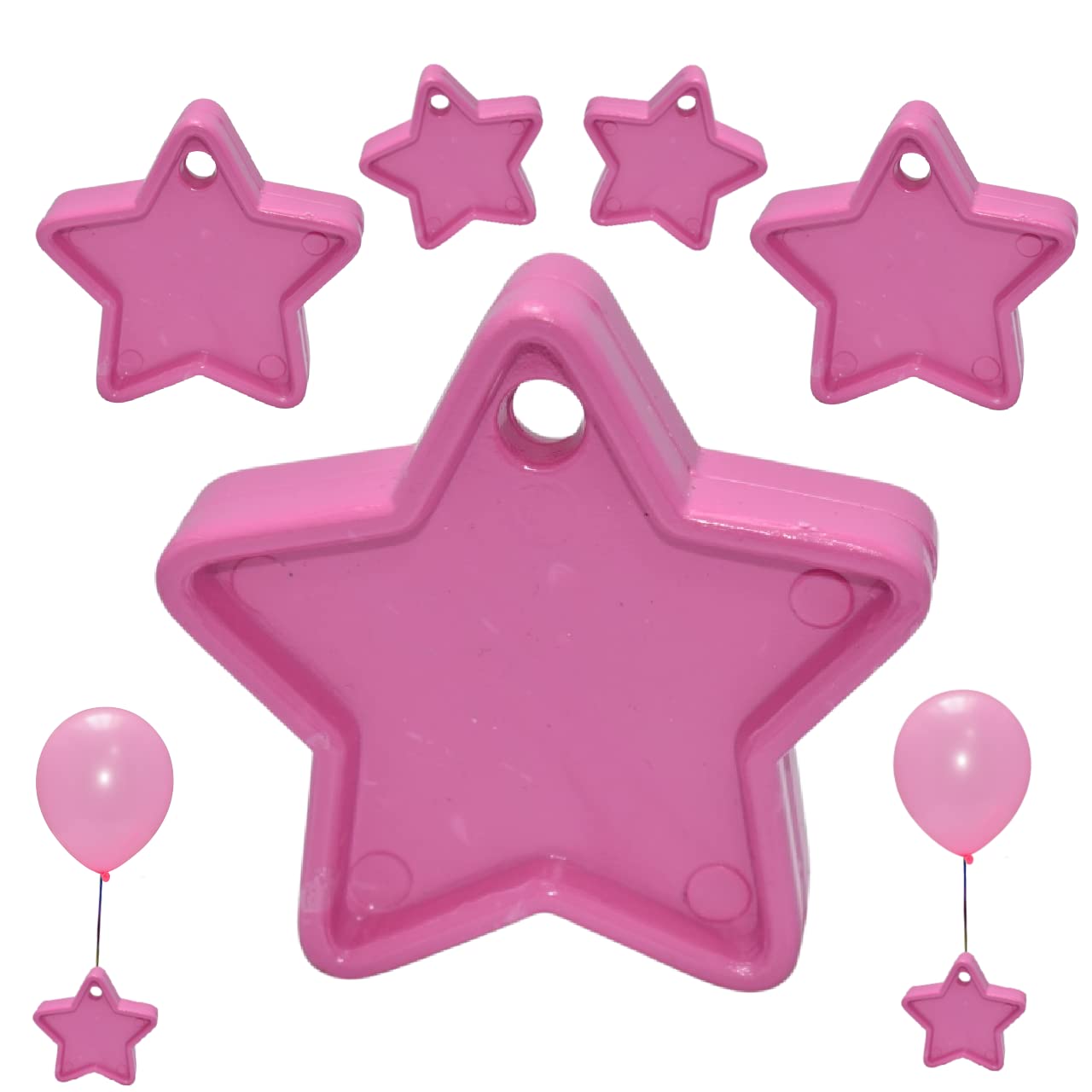 Colorful Helium Balloon Weights Star Shaped Balloon Weights Plastic Balloon Pack of 5,10 and 25 Weights for Balloons Birthday Wedding Party Decorations Supplies (Hot Pink, 25)