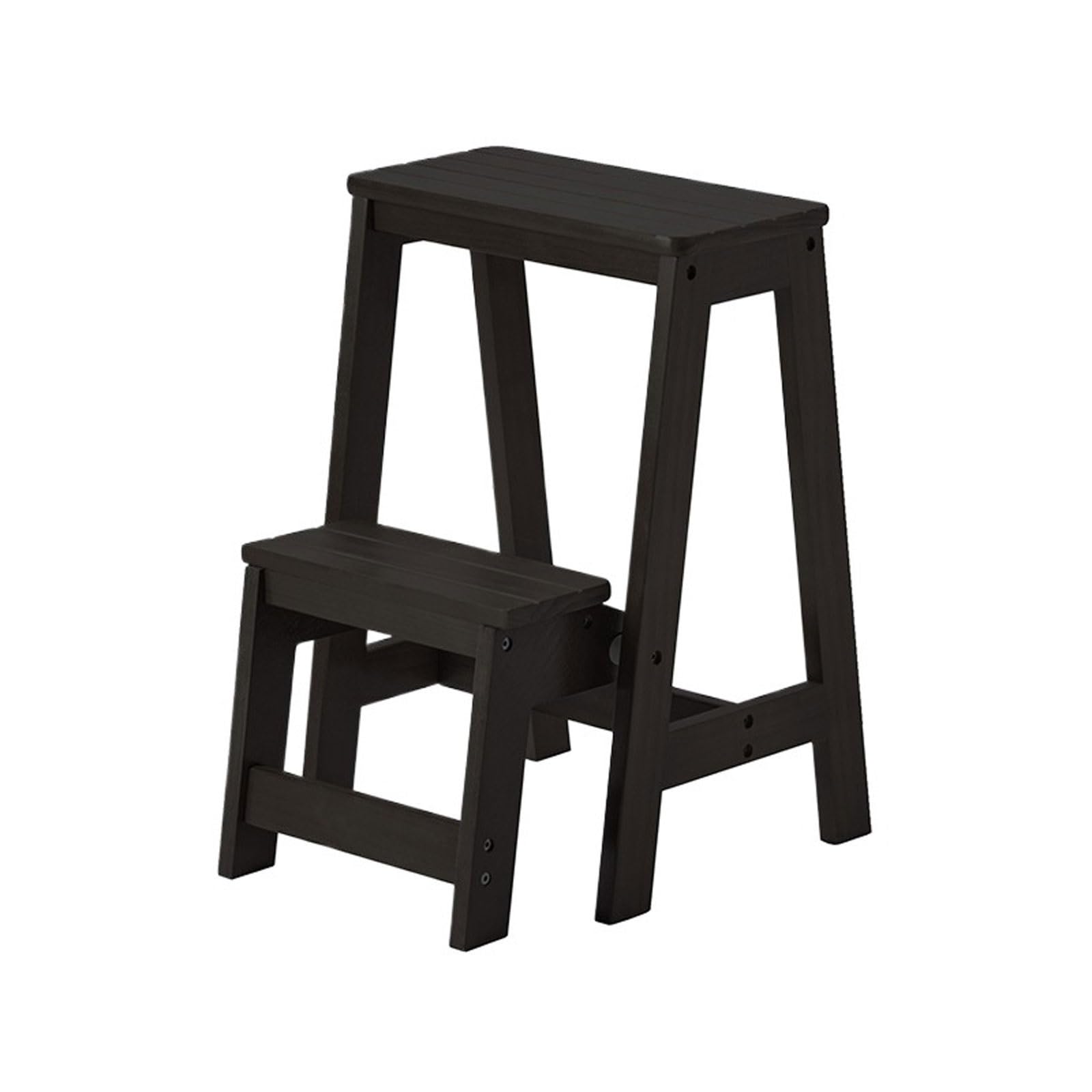 ZGYOZMNG Step Ladder Home Staircase Stool Solid Wood Multifunctional Folding Ladder Chair Easy to Store Suitable for Kitchen Bedroom Garage stepstool(Nero) (Nero)