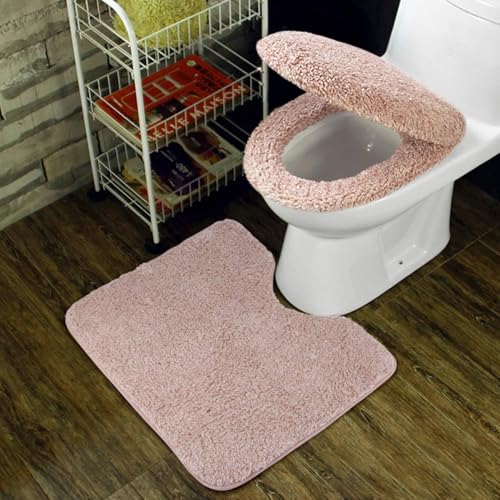 Vskdトイレ 3点セット 便座カバー U型O型トイレ兼用フタカバー 足元マット フワフワ 防寒 吸水 速乾 浴室 バスルーム 洗面所 冬 寒さ対策 保温 肌ざわり 滑り防止 洗濯機 清潔 衛生 お手入れ簡単 抗菌 防臭 家族 ペット 子ども 安全 床保護