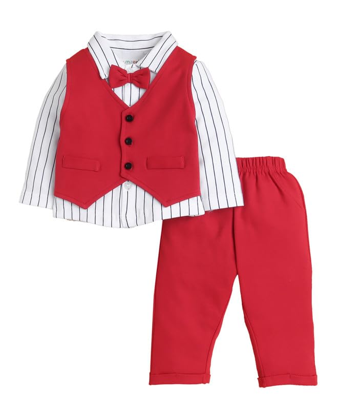 BUMZEE Conjunto formal de algodón para niños, ajuste regular, mangas completas, cuello y cuello