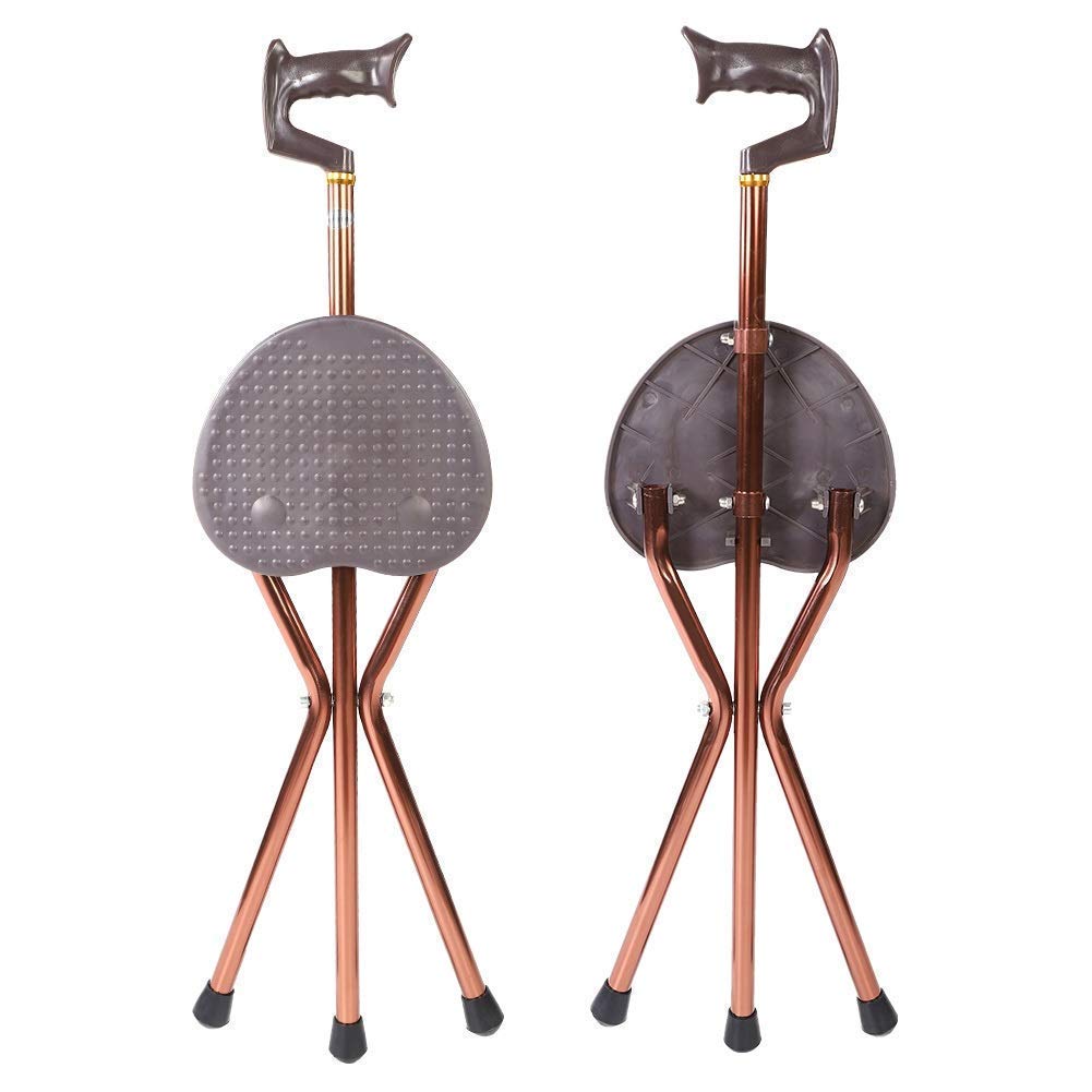 Asiento para bastón Bastones Plegables Taburete Plegable Mango multifunción Aluminio Ligero Regulable en Altura Peso máximo Usuario 200 kg