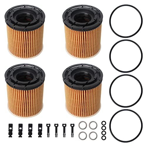 AUTOKAY 4pcs Engine Oil Filter with Seals Pack Fits for