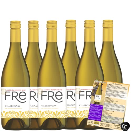 Fre Chardonnay Non-Alcoholic White Wine Experience Bundle with Chromacast Phone Grip, Seasonal Wine Pairings & Recipes, 750ML btls, 6-Pack