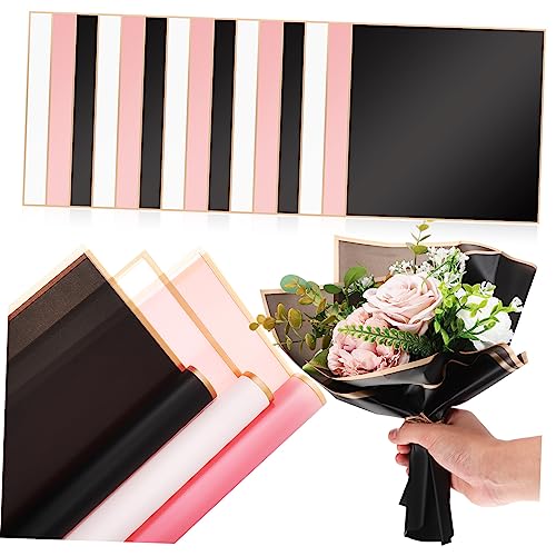 Veemoon Sheets Floral Bouquet Wrapping Paper Black Rose Gold Diy Flower Packaging Paper for Florist Wedding Decor