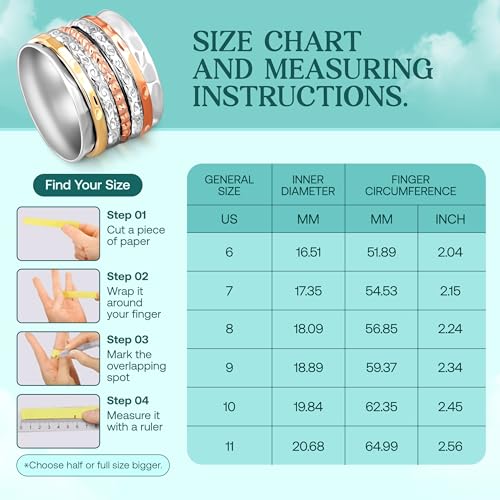 Boho-Magic 925 Sterling Silver Spinner Ring for Women with Copper and Brass Bands – Handmade Silver Band Ring for Everyday Wear, Comfort, and Style4