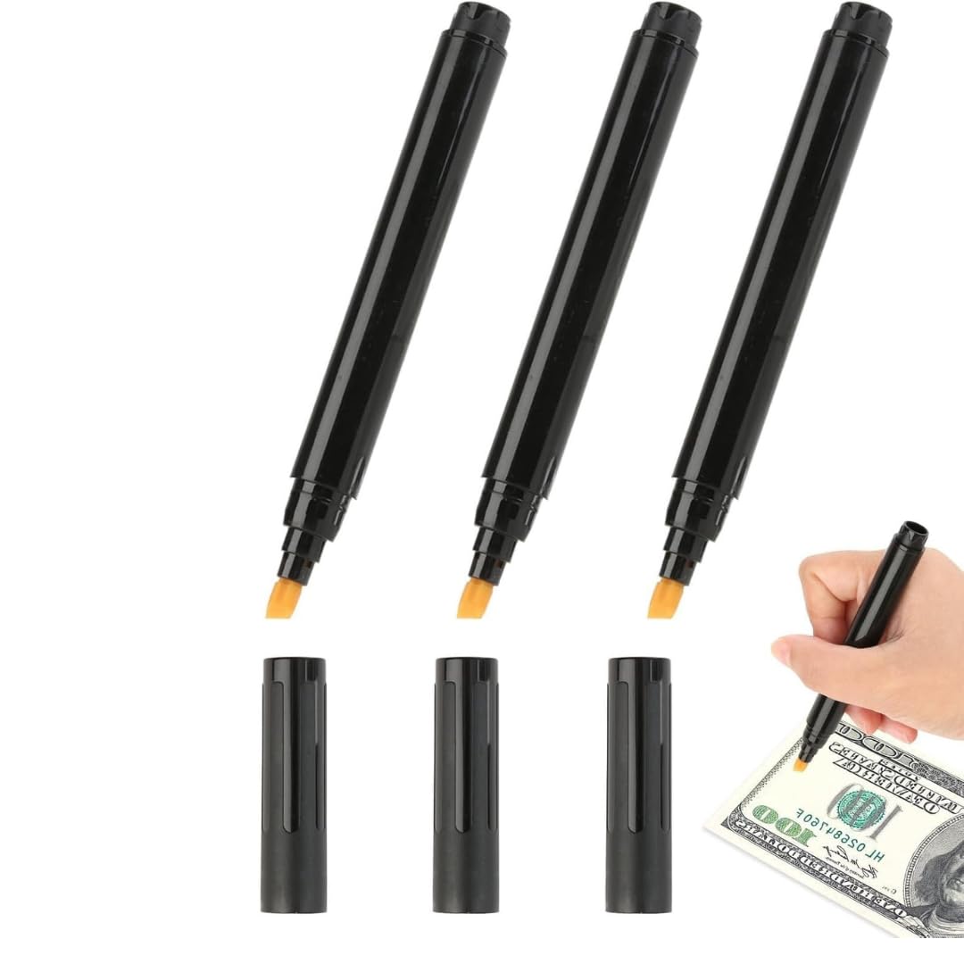 Générique stylo faux billets euros 2025 - Pack de 3 | Détection Immédiate faux billet banque Commerçant, Café, Restaurant | Euro Dollar