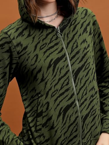 Image of Tokyo Talkies Women's Long Sleeves Hood Printed Co-Ords| Co-Ords Women | Stylish Co-Ords | Casual Co-Ords