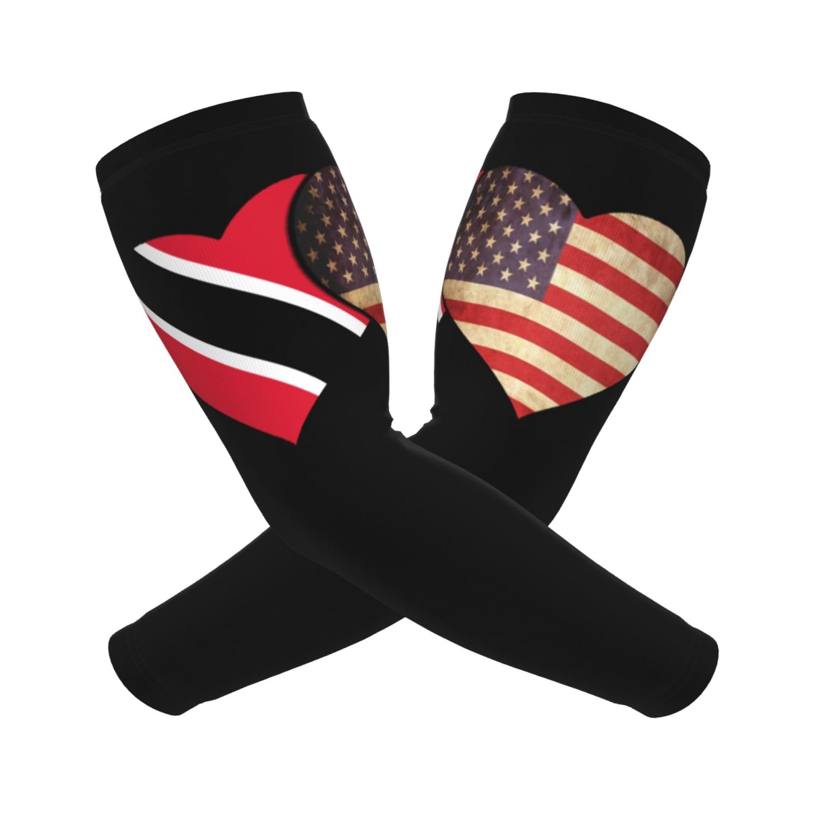 CUTEDWARF Trinidad Tobago And American Flag Sun Protection Arm Long Sleeve Protector Unisex Outdoor Sports Protective Sleeve Guard