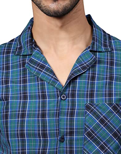Image of B STORIES Men's 100% Cotton Full Sleeve PJ Set - Checkered Nightwear Set | Soft Loungewear | Comfortable Sleepwear | Stylish Casual Home Wear Shirt & Pant (S-XXL)