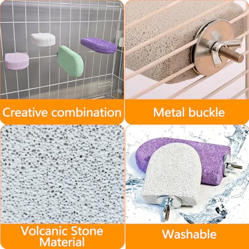 Image of 4PCS Bird Beak Grinding Stone,Parrot Perch Stands,Parakeets Platform Chewing Toys Calcium Pumice Lava Foot Claws Trimmer Climbing Ledge for Cockatiel Budgie Conures Lovebirds(Multi-Color)