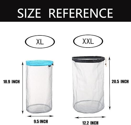 Miniatura 7 de YDYJKI 5 bolsas de malla de nailon ultraligeras para dormir, bolsas de almacenamiento con cordón para viajes, senderismo, campamento, juego de 5