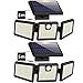 Produktbild [2 Stück] Solarlampen für Außen mit Bewegungsmelder,341LED 3500LM [3 Kopf-frei Drehbare] Solarleuchte Außen,270° Beleuchtungswinkel,IP65 Wasserdichte,2200mAh Bewegungsmelder Aussen Solar mit 5m Kabel