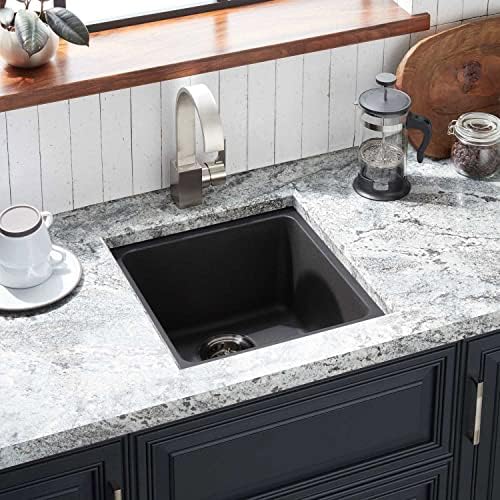 Signature Hardware 447410 Totten 17" Drop In or Undermount Single Basin Granite Composite Prep Sink - Black