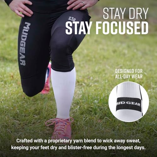 Image of MudGear Graduated Compression Socks, Durable, Sweat-Resistant OCR Performance Socks with Cushioned Footbed, Made in USA