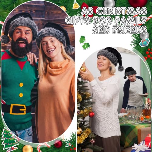 Image of Vicenpal 20 Pcs Santa Hats Bulk for Adults, Grey Black, Classic
