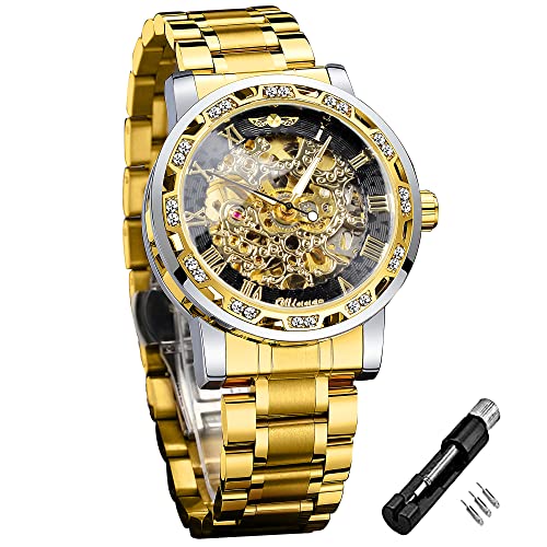 Buy Winner Retro Manual Mechanical Skeleton Watch with Diamond and Carving Flower Craft Men
