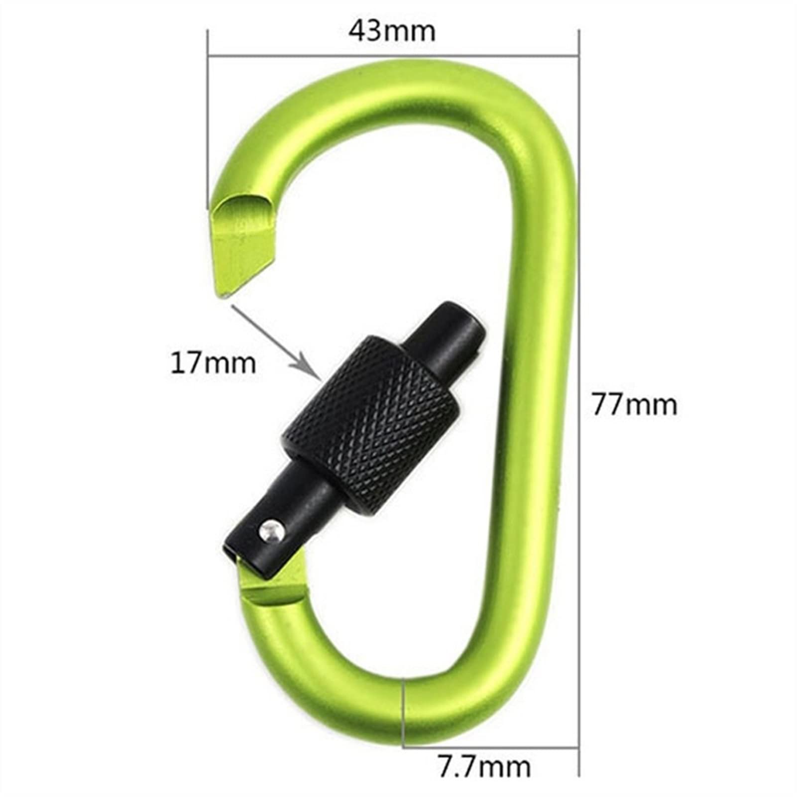 Karabiner, Outdoor Camping Wandern Gürtelschnalle Farbe Aluminiumlegierung D-Typ Knopf Schraubverschluss Überleben Sicherheit Karabiner Kette Schlüsselanhänger Haken
