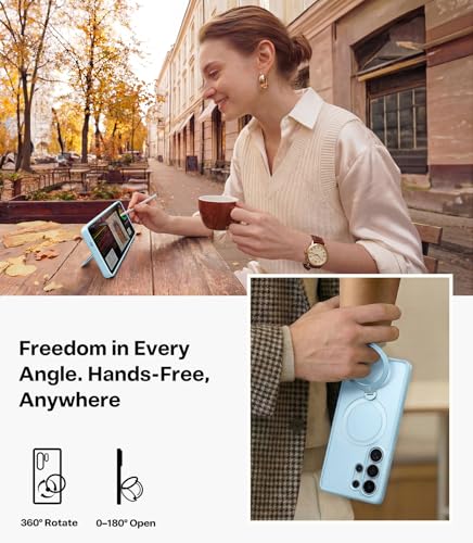 Image of TORRAS Q3 Spin for Samsung Galaxy S26 Ultra Case with 360 Magnetic Stand, Fit for Magsafe, Hard PC Shockproof S26 Ultra Phone Case with Kickstand, Light Blue