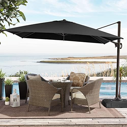 Crestlive Products Patio Cantilever Umbrella 11FT, Outdoor Poolside Hanging Offset Umbrella With ...