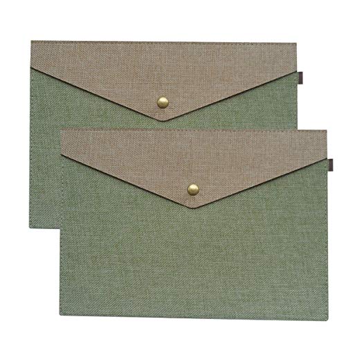 Durable A4 File Folder Document Holder Portfolio Envelope Felt Folder Case with Snap Closure Set of 2 Green
