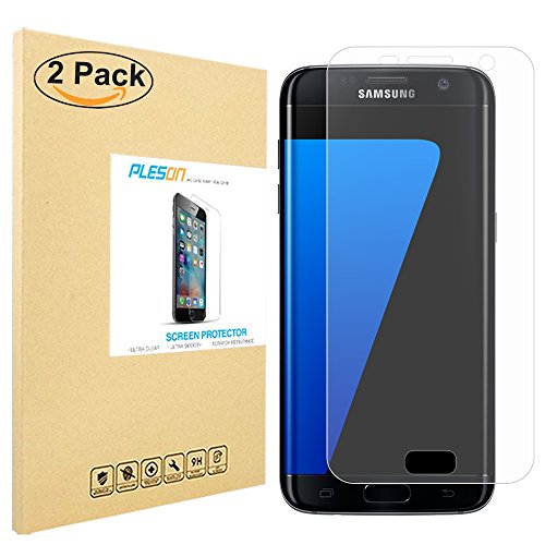 Galaxy S7 Edge Screen Protector, PLESON® [2-Pack] Samsung Galaxy S7 Edge Screen Protector, [Full Coverage] HD Clear Film, Anti-Bubble Screen Protector for S7 Edge