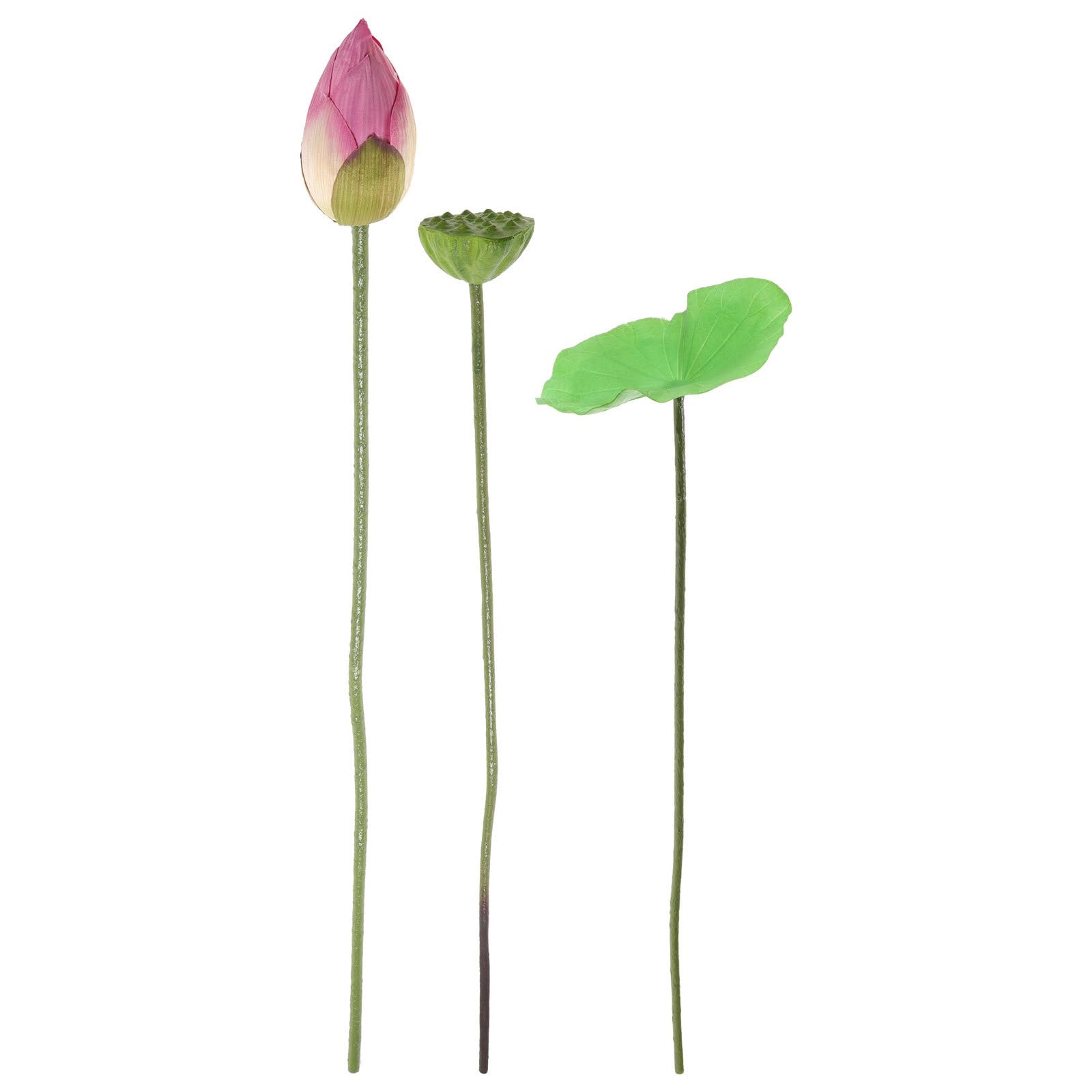 Tige de lotus artificielle beige lot de 3 fleurs en PU pour bassin