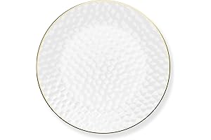 100-Piece Pack of Durable Clear Plastic Dessert Plates with Gold Rim