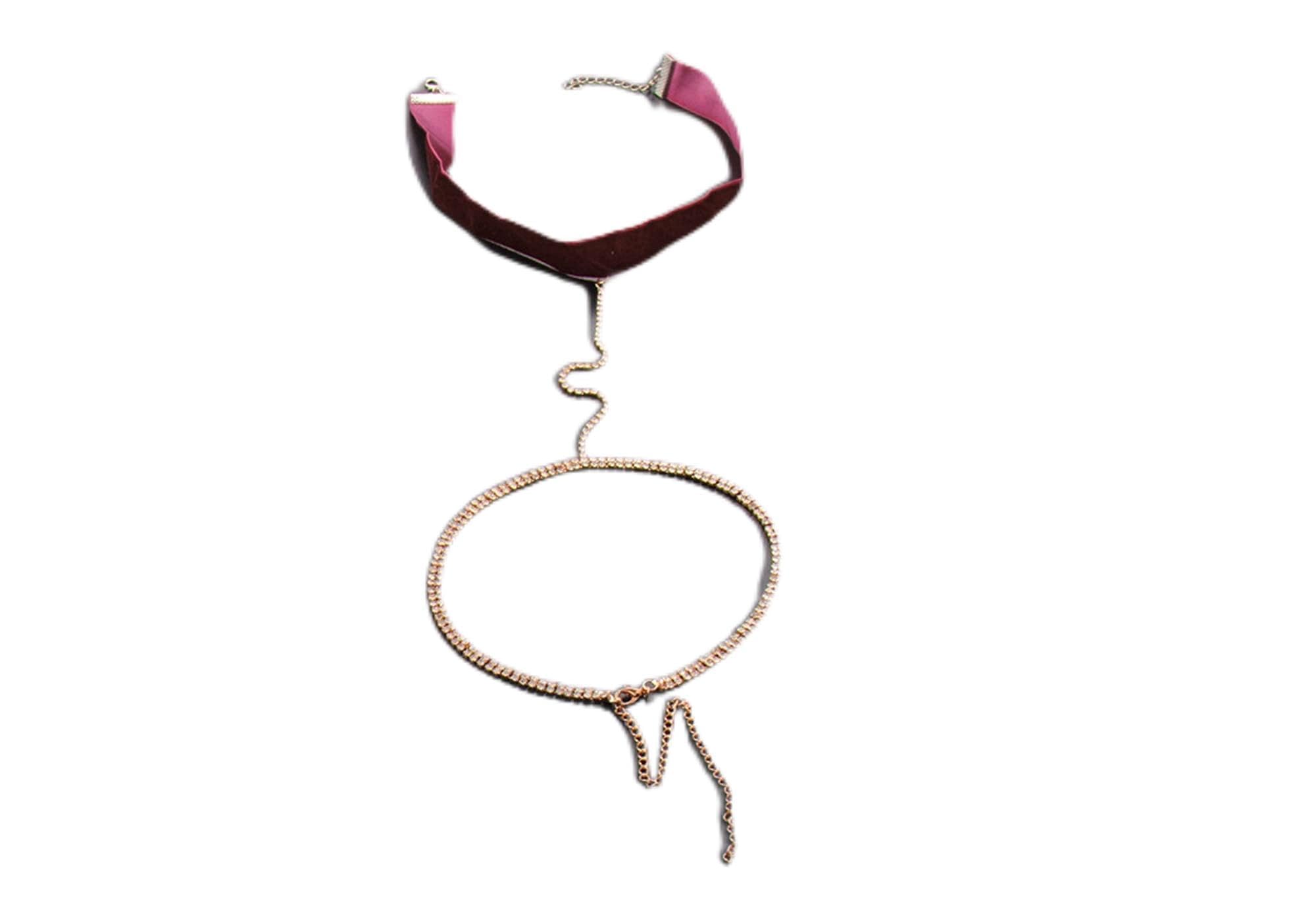 Body Chain Damen Kette - Goldfarbene einfache Strandkette mit Kreuzband für Taille und Bauch - Schwarze Harnaskette - Edler Schmuck für Damen - Accessoires