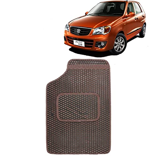 Image of Kingsway Dotted Design Car Floor Foot Mats Universal Fit for Maruti Suzuki Alto K10, Model Year : 2010-2014, Water and Dustproof, Color Brown, Set of 5 Pieces