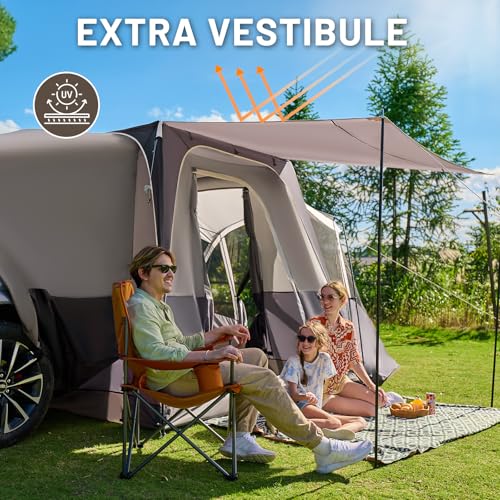 TIMBER RIDGE 5-9 Person SUV Tent with Screened Porch and Canopy for Family Camping, Weather-Resistant and Portable Vehicle Tent, Includes Rainfly and Storage Bag, 13' W X 10' L X 7.1' H, Tan - Image 5