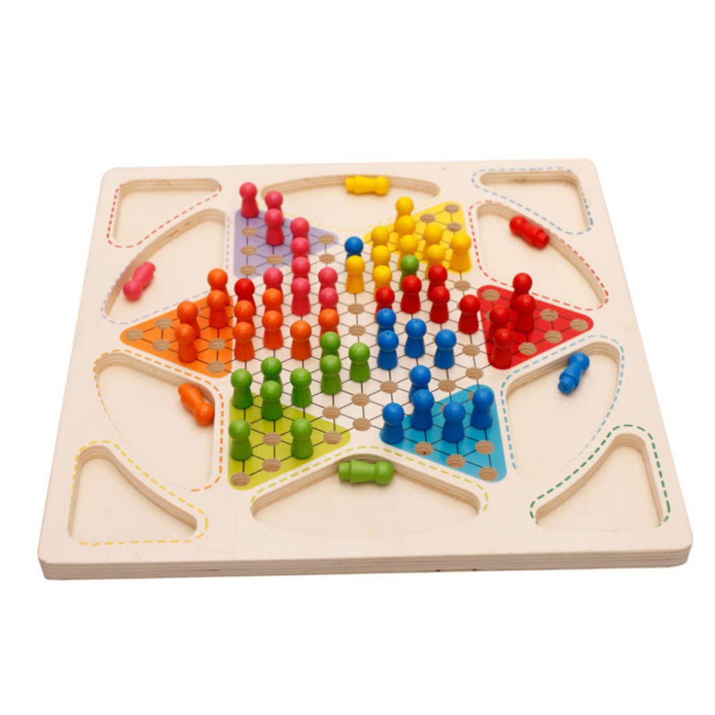 Damas Chinas de Madera 2 en 1, Juego de Mesa, Damas Chinas, Juegos de Mesa Familiares para niños y Adultos
