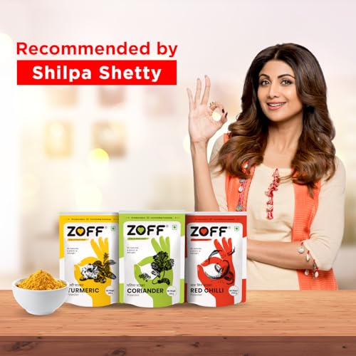 Image of Zoff Powder Masala Combo - Chilli Powder, Turmeric Powder & Coriander Powder - Authentic, Pure Indian Spices for Cooking, Marinating, and Seasoning - 200 grams each (Pack of 3)