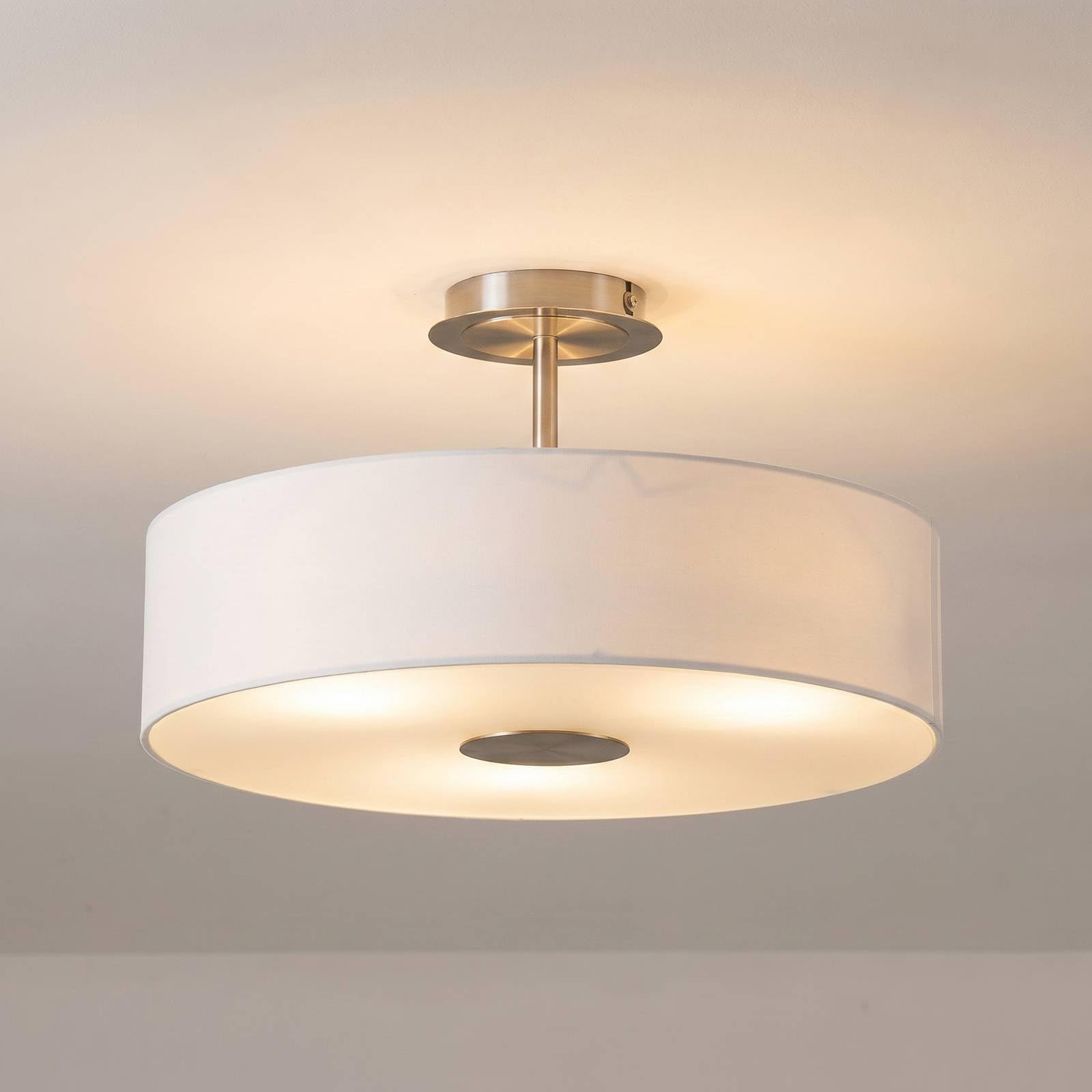 Lindby Textil Deckenleuchte rund 47 cm, Deckenlampe Stoff weiß 3x E27 max. 60W ohne Leuchtmittel Schlafzimmerlampe Wohnzimmerlampe Esszimmerlampe | Wohnzimmerlampe, e27, 3-flammig, moderne Stofflampe für Flur, Wohnzimmer, Schlafzimmer, Esszimmer
