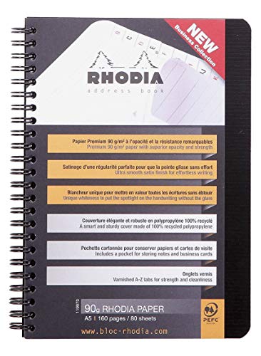RHODIA 119970C - Carnet d'Adresses et Répertoire Téléphonique Spirale (Reliure Intégrale)...