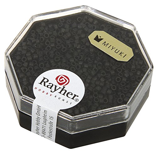 Rayher Perles de Rocailles Delica 1,6 mm ø noir métallic dépoli bte 6g, 14761576