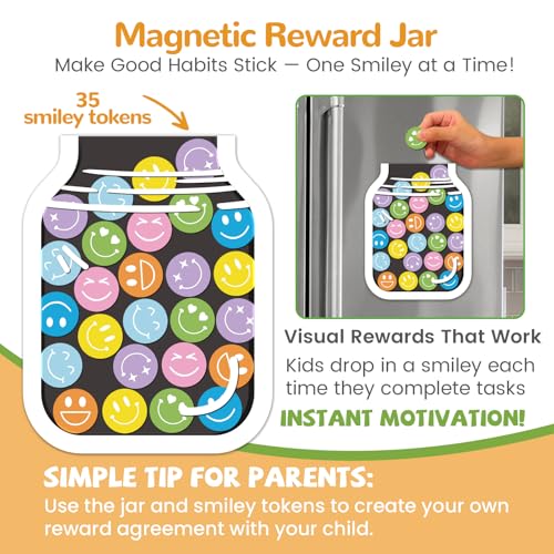 Image of JJPRO Magnetic Bedtime /Morning /Daily Routine Chart for Kids with Reward Jar-Morning Routine Chart,Daily Checklist Reward Chart for Toddlers,Reward Jar for Kids,Cute Visual Schedule Board for Home