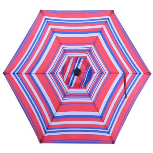 Image of MASTERCANOPY Patio Umbrella 7.5 ft Replacement Canopy for 6 Ribs-Navy and Red Stripes Canopy Only