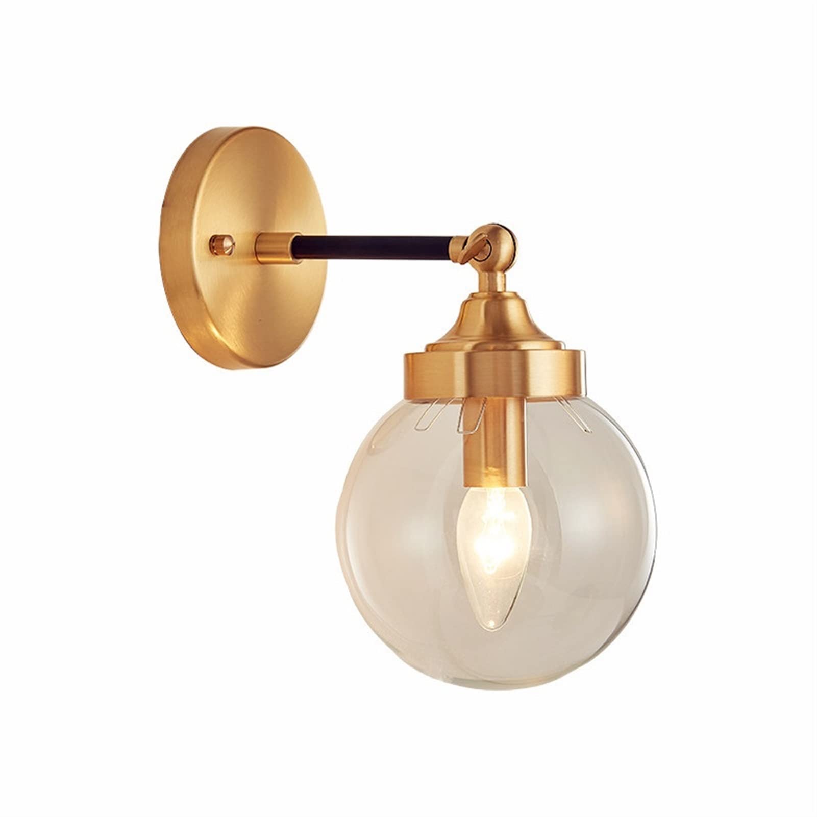 ZTCHSENZT Wall Sconces, Modern Wall Sconce, European Wall Light - Glass Ball Wall Lights Fixtures Bathroom Mirror Light Sconce E27 1-Head Copper Wall Lamp Wall-Mounted Bedroom Beds
